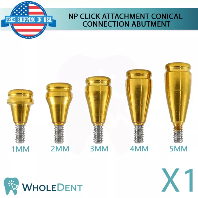 1x NP Conical Straight Click Overdenture Attachment Abutment Removable Dental