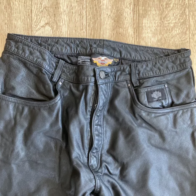 HARLEY DAVIDSON LEATHER Pants 42/14 Biker Motorcycle Riding Genuine ...