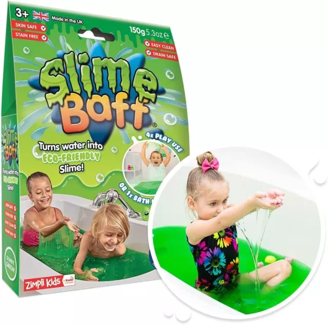 Slime Baff Green from Zimpli Kids-1 Bath or 4 Play Uses-Magically Turns Water