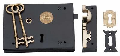 large 7" carpenter left hand rim lock,2 keys,& 54 mm brass knobs 2005 + 1024 3