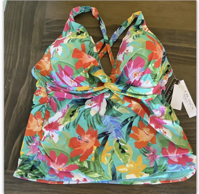 La Blanca Twist Tie Back Tankini Top Plus Tropea Breeze size 20W