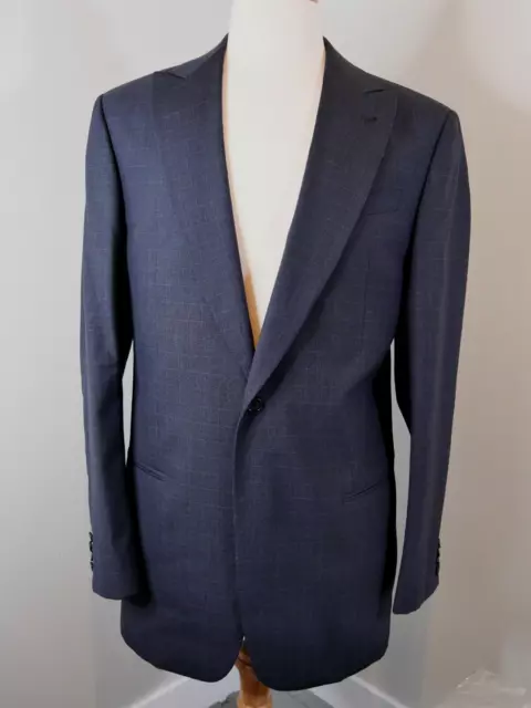 ARMANI COLLEZIONI Giorgio Checked Blue Wool Sport Jacket Suit Blazer Mens - 40L