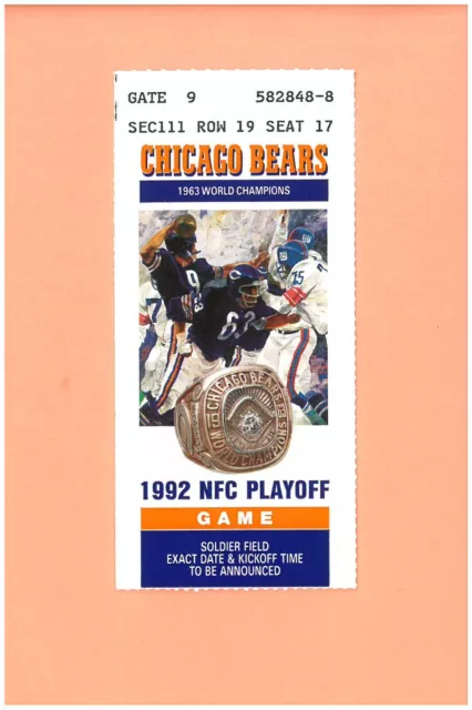Emmitt Smith 1st career NFL PLAYOFF game & TD 1991 ticket Dallas Cowboys @ Bears