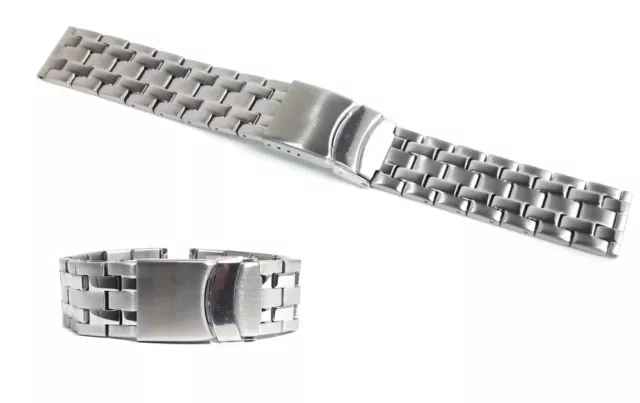 Cinturino per orologio acciaio pieno ansa dritta 22mm bracciale deployante d80