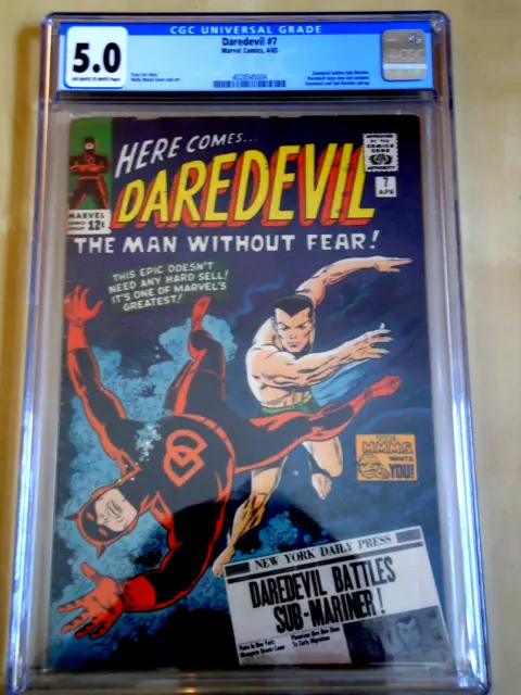 Daredevil # 7 1965 Cgc 5.0 With Off White To White Pages! 1St Red Costume!