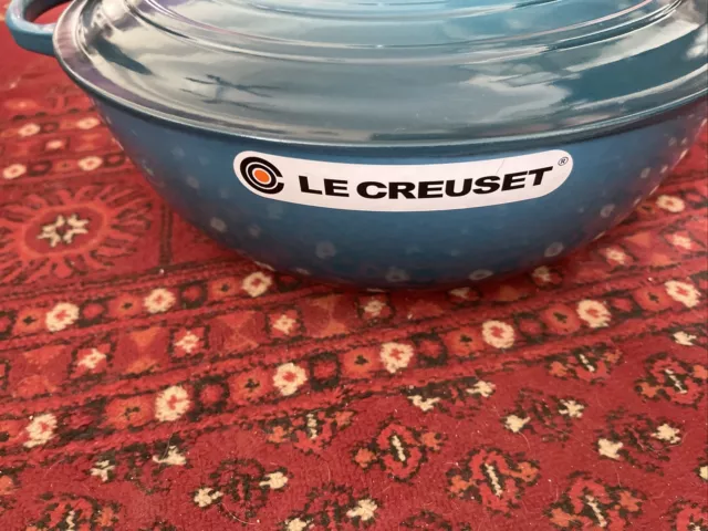 Le Creuset Firma Hierro Fundido 32 cm Sopa Azul Cerdoso Nuevo