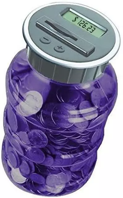 Digital Coin Counter by  Pennies Nickles Dimes Quarter Savings Jar | Transparent