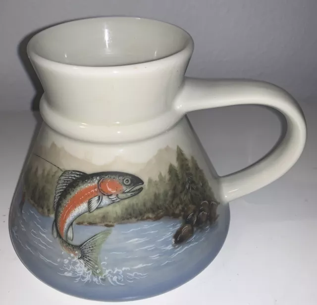 Vintage Stanley Papel for Otagiri Japan Rainbow Trout Fish No Spill Coffee  Mug