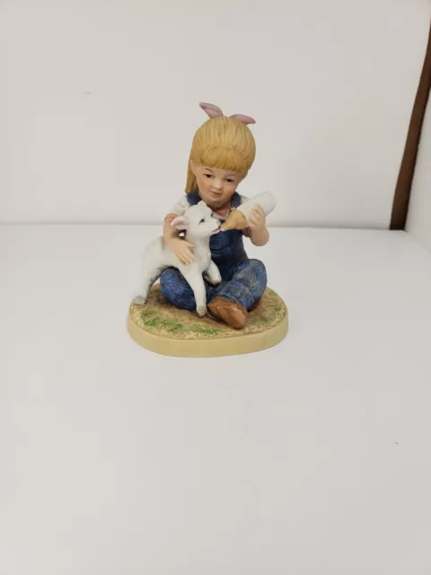 VTG DENIM DAYS by HOMCO  girl feeding baby lamb 1985, 1500 Fast shipping