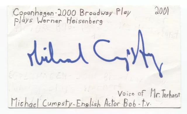 Michael Cumpsty Signed 3x5 Index Card Autographed Signature Actor