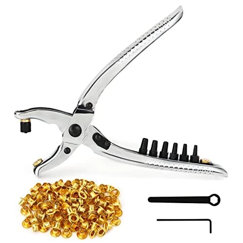 Kurtzy Pince a Oeillet avec 100 Œillets - Pince Perforeuse de 20,5 cm pour Ceint