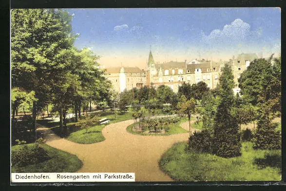 CPA Diedenhofen, Rosengarten avec Parkstrasse