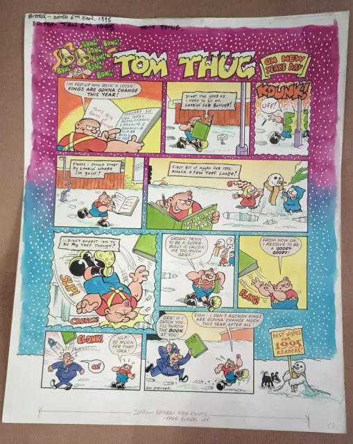 TOM THUG ORIGINAL ART from BUSTER comic NEW YEAR 1995 by Lew Stringer