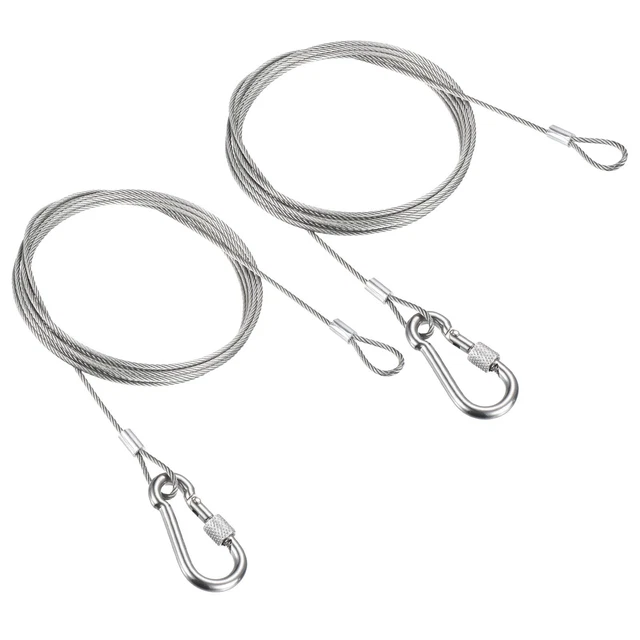 2Pcs 2.5mmx2m(6.6Ft) Safety Cable Lock Wire with Snap Hook Steel Security Cable