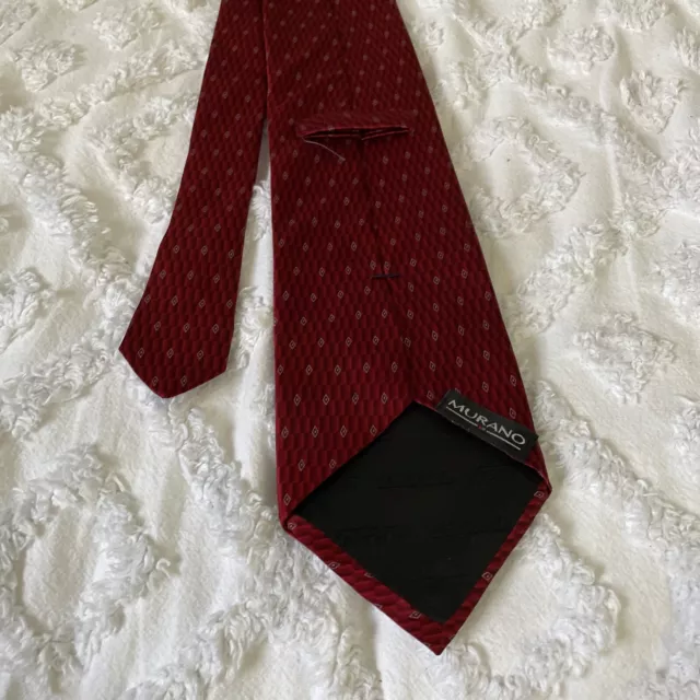 Murano Pure Silk Tie Mens Classic Red Geometric Made USA