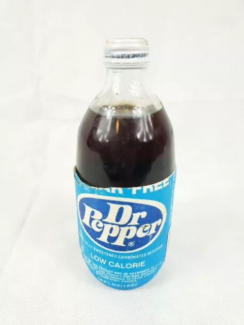 Vtg 1980's Sealed Sugar Free Dr Pepper 16oz Foam Label Bottle Soda