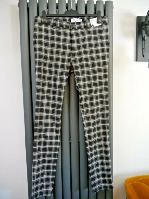 Bnwt New Topman Black white grey check skinny trousers size W 32 30 leg