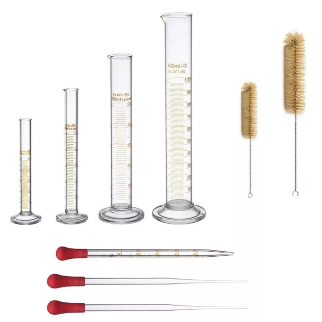 Thick Glass Graduated Measuring Cylinder Set 5ml 10ml 50ml 100ml Glass with T...