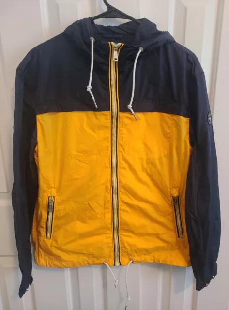 Polo Ralph Lauren Men's Navy Blue Yellow Hooded Zip Windbreaker Jacket