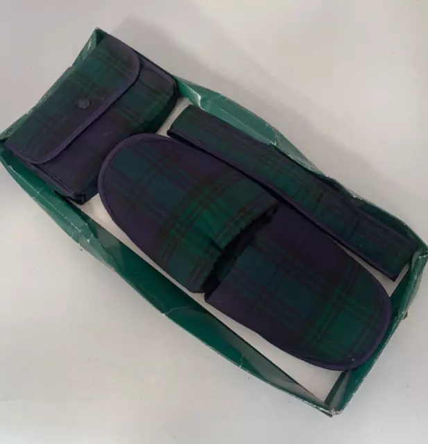 Mens Tartan Cotton Accessory Set Slippers Size UK 6/7 With Pouch Bag NEW #GL