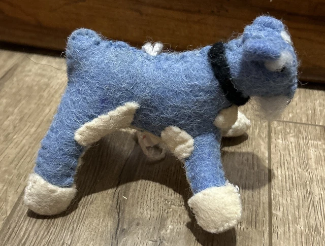 schnauzer stuffed animal Ornament Made in India 4 1/2”