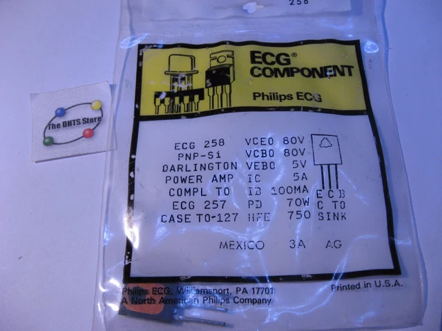 Transistor Philips ECG196 / NTE196 Neuf D'origine - Pièce De Rechange électronique, équivalent NTE196