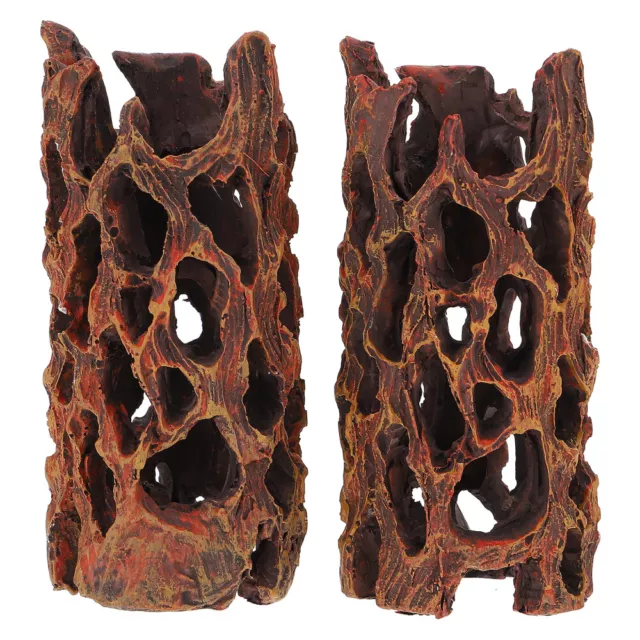 2pcs Fish Tank Accessories Tree Caves Reptile Cave Decor Hollow Tree Trunk