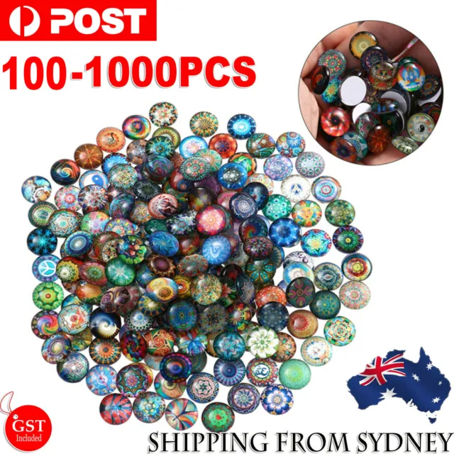 UP 1000x Mixed Round Mosaic Tiles Crafts Glass Supplies For Jewelry Making 14mm