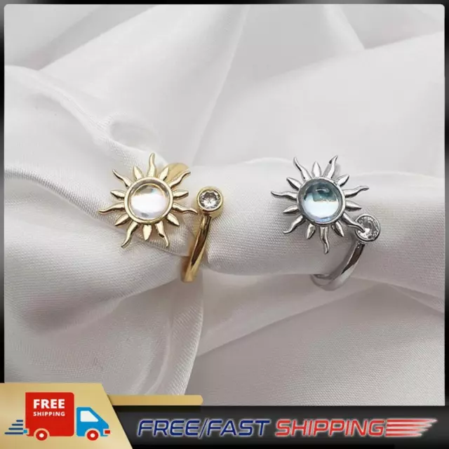 Fashion Anti Stress Rings Adjustable Opening Rotatable Jewelry Sun Flower
