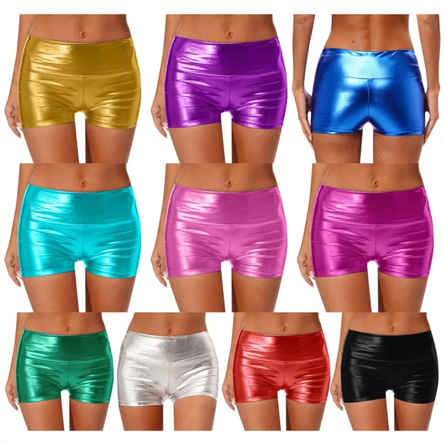 Womens Dance Shorts Bodycon Bottoms Festival Activewear Widen Waistband Rave