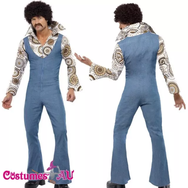 Mens 60s 70s 1960s Hippie Groovy Costume Halloween Retro Hippy Disco Fancy Dress