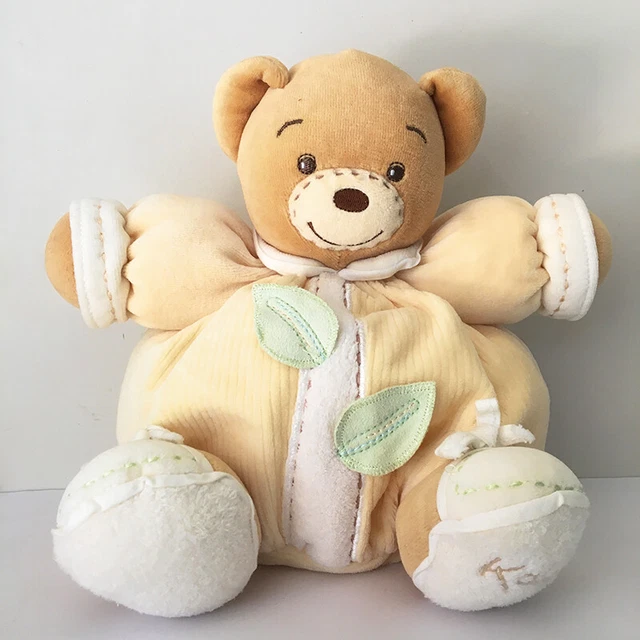 Ours Boule KALOO ++ TTBE ++ Doudou Peluche Jaune Beige Orange Feuilles Vertes