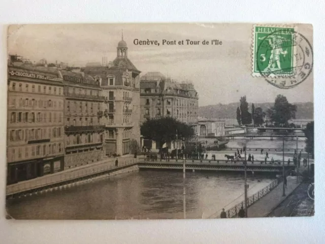 CPA - SUISSE- Genève Pont et Tour de l'Ile 1910  E /14