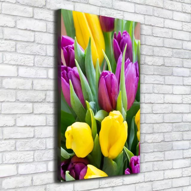 Leinwand-Bild Kunstdruck Hochformat 50x100 Bilder Bunte Tulpen