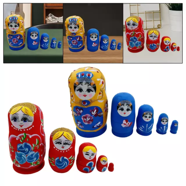 5 Pieces Matryoshka Children Toys Cartoon Crafts Handmade Wishing Gift Stacking