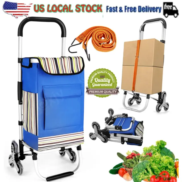 Folding Shopping Cart Stair Climber Grocery Cart on Wheels Dolly Utility