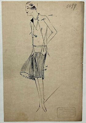 MODE FRENCH HAUTE COUTURE DESSIN ORIGINAL ANCIEN Fashion PIERRE BALMAIN 1952-87 