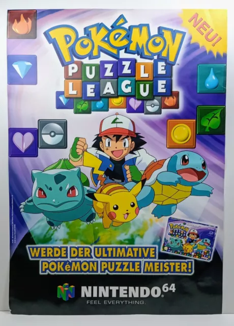 Original Nintendo Pokémon Puzzle League N64 Poster ca. 84x60cm