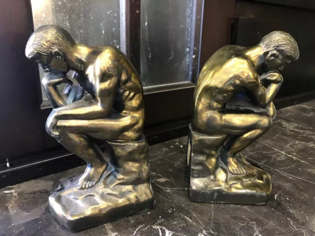 1999 Barnes & Nobles Thinking Man Figurine Statue Book Ends 7 1/2" Bookends 2036