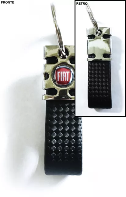 Key Ring Car Logo Fiat IN False Carbon Black