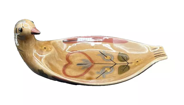 The California Cleminson's Pottery Hand Painted Folk Art Ceramic Dove Bird Dish