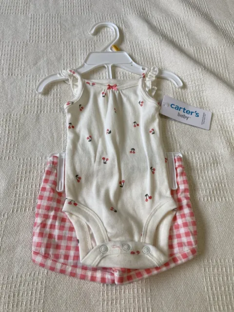 carters baby girl newborn 2 piece cherry knit outfit size NWT