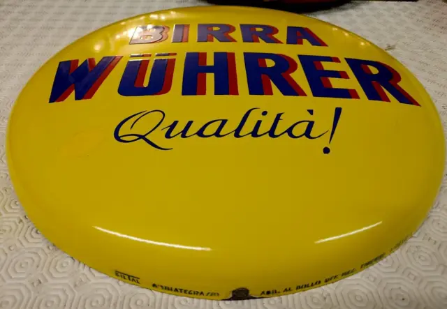 Wuhrer Birra 1950 Insegna Tabella Bottone Originale 1950 Smaltato Glazed Sign !!