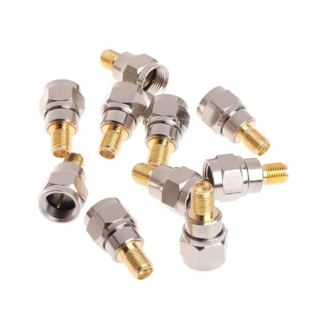 10 Pcs Steel F Type Male Plug To SMA Female RF Coaxial Adapter Connector