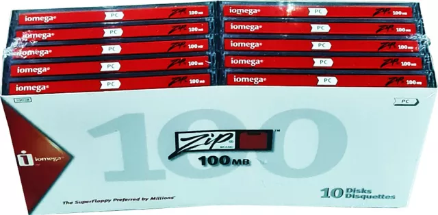 Iomega 100MB Zip Disks, Gig-A-Pack 10 pack, IBM PC Formatted, New! MISB
