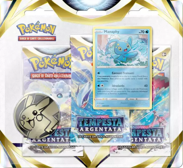 Pokemon Spada e Scudo Tempesta Argentata 3 pack Blister Manaphy (IT)