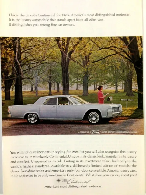 1965 Lincoln Continental 4 Door Print Ad