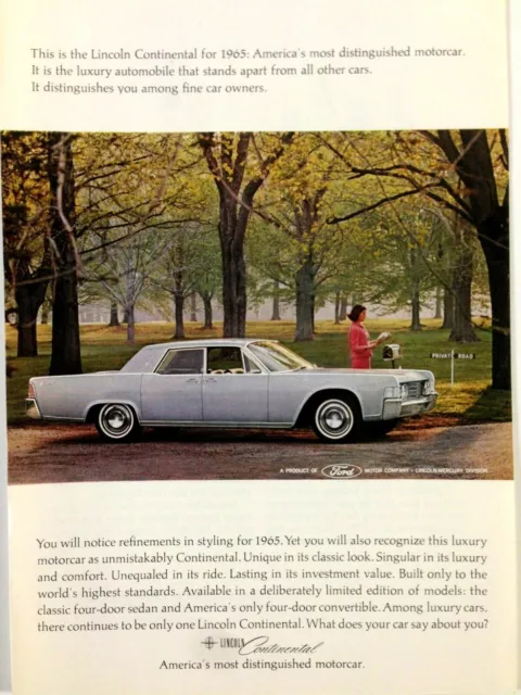 1965 Lincoln Continental 4 Door Print Ad