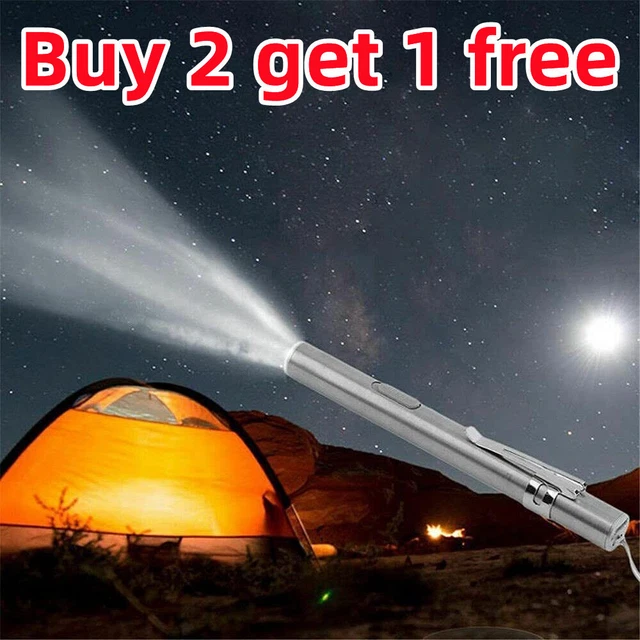 5" LED USB RECHARGEABLE MINI FLASHLIGHT Stainless Steel Pen Light 1000 Lumens