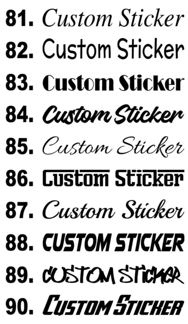 Custom Text Slogans Personal Names Quote Wording Stickers Decals Fonts 81-90
